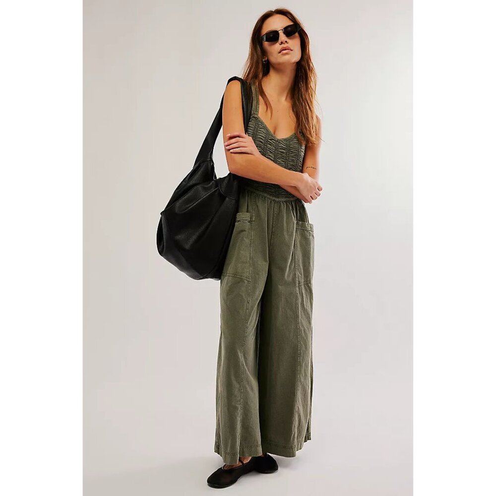 🆕 FREE PEOPLE Forever And Always Ruched One Piece / Dried Basil